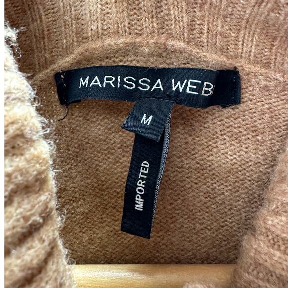 Marissa Webb Blake Camel Brown Button Cashmere Blend Turtleneck Sweater M - Picture 11 of 16